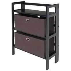 Winsome Torino 3-Pc Folding Bookcase W/ Fabric Baskets, Black/Chocolate (20382)