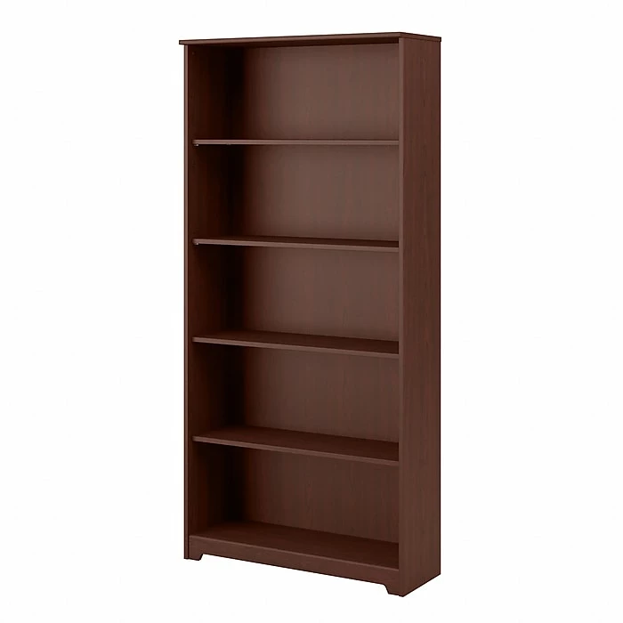Bush Furniture Cabot 5 Shelf 66"H Bookcase, Harvest Cherry (WC31466-03)