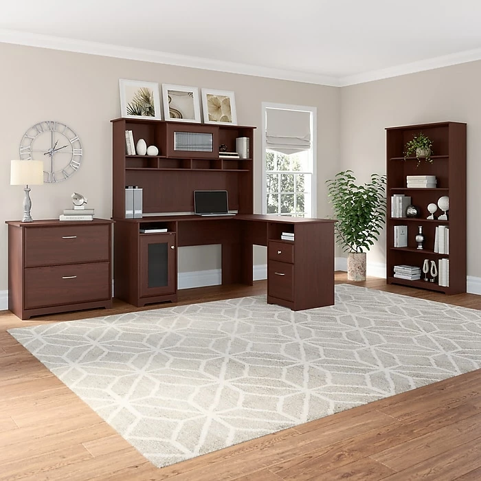 Bush Furniture Cabot 5 Shelf 66"H Bookcase, Harvest Cherry (WC31466-03) - Image 8