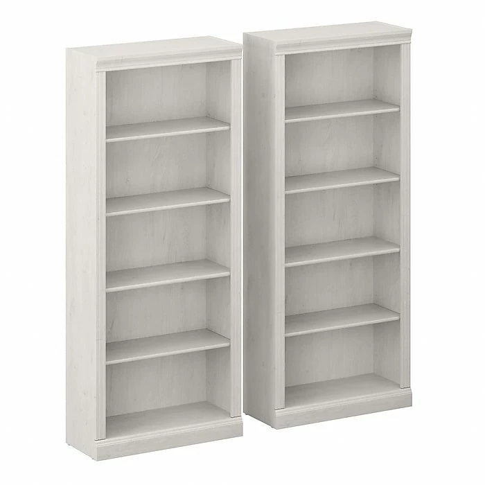 Bush Furniture Saratoga 5-Shelf 72"H Bookcase Set, Linen White Oak (SAR008LW)