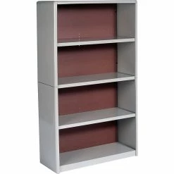 Safco ValueMate Economy 4-Shelf 54"H Steel Bookcase, Gray (7172GR)