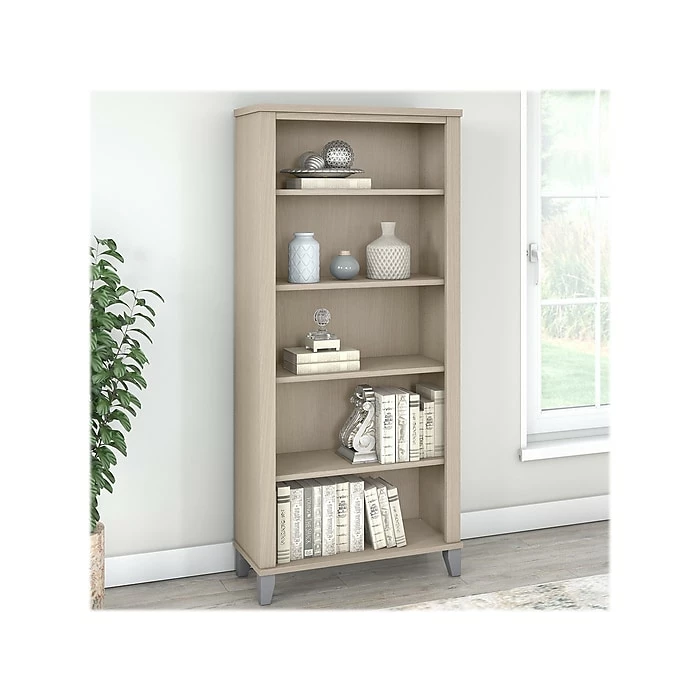 Bush Furniture Somerset 5-Shelf 65"H Bookcase, Sand Oak (WC81165) - Image 2