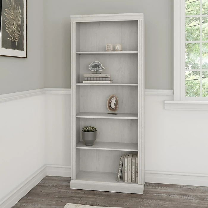 Bush Furniture Saratoga 5-Shelf 72"H Bookcase, Linen White Oak (W1645C-03) - Image 2