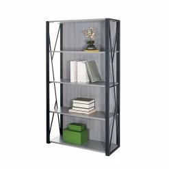 Safco Mood 4-Shelf 59"H Contemporary Bookcase, Gray (1903GR)