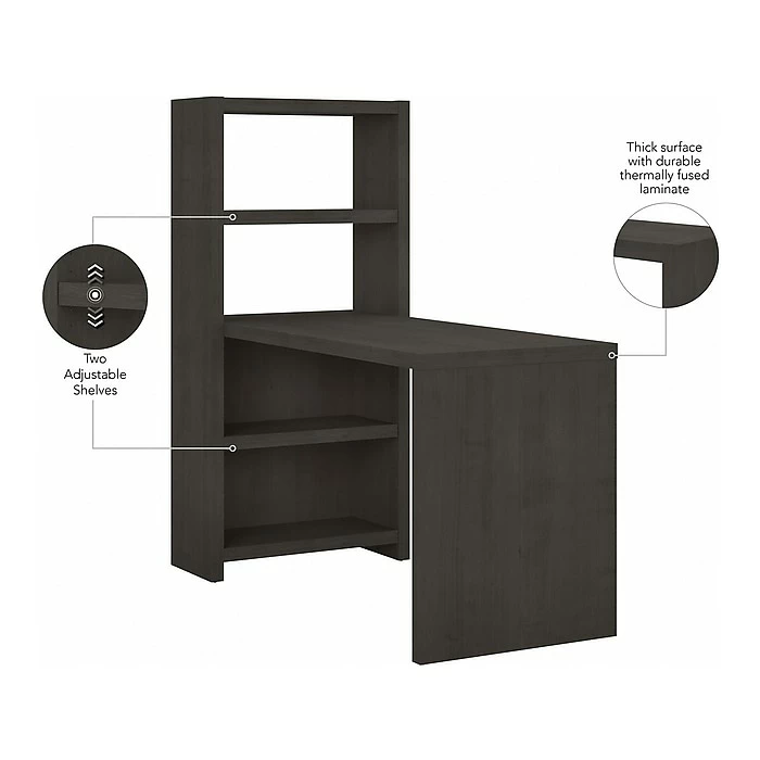Office By Kathy Ireland® Echo 4-Shelf 56"H Bookcase Desk, Charcoal Maple (KI60307-03) - Image 3