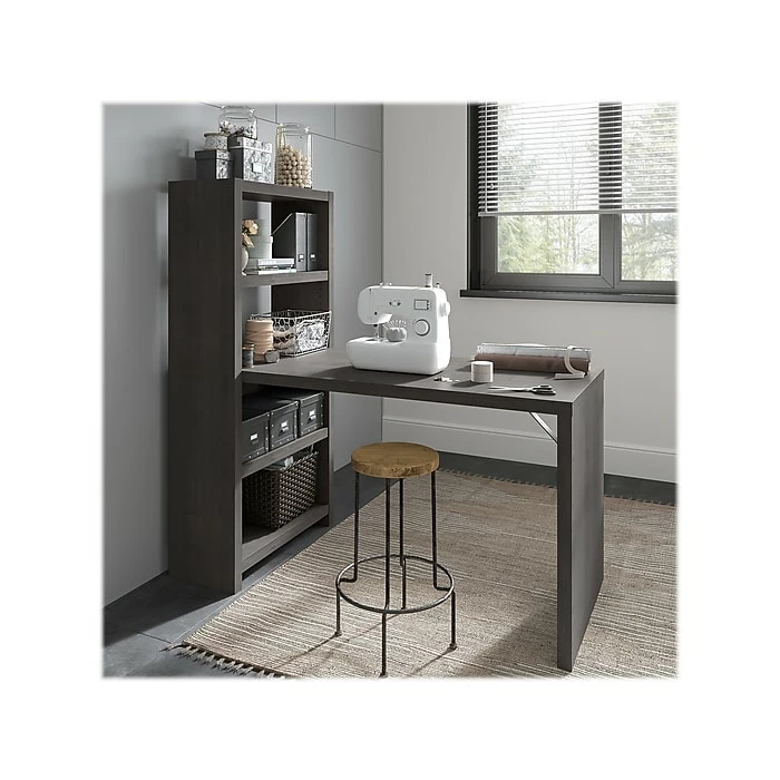 Office By Kathy Ireland® Echo 4-Shelf 56"H Bookcase Desk, Charcoal Maple (KI60307-03) - Image 8