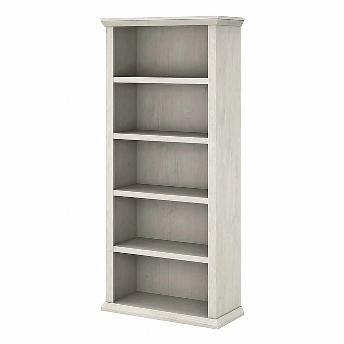 Bush Furniture Yorktown 5-Shelf 67"H Bookcase, Linen White Oak (WC40466-03)