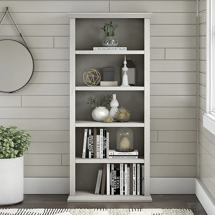 Bush Furniture Yorktown 5-Shelf 67"H Bookcase, Linen White Oak (WC40466-03) - Image 2