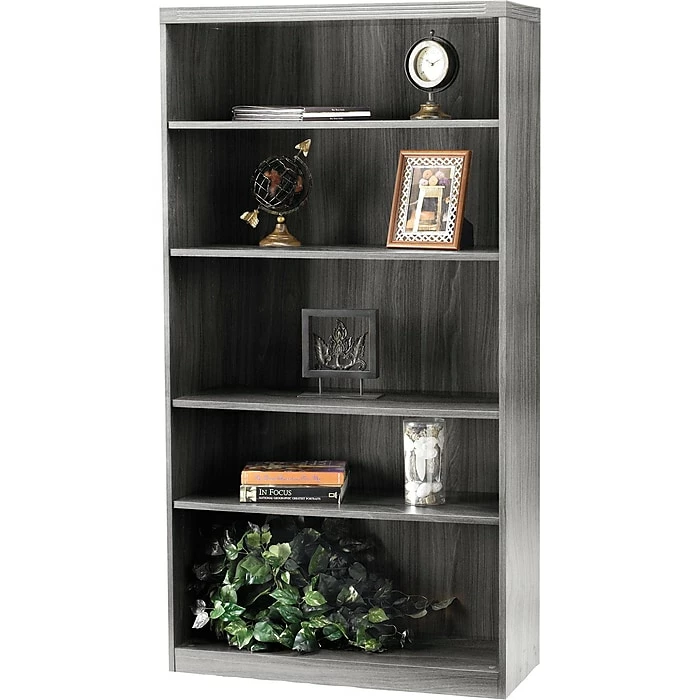 Safco Aberdeen 5-Shelf Bookcase 68 3/4"H, Gray Steel (AB5S36LGS)