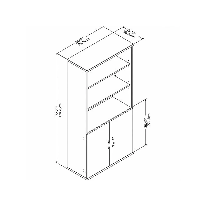 Bush Business Furniture Easy Office 5-Shelf 73"H Bookcase With Doors, White (EO106WH) - Image 4