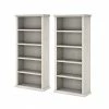 Bush Furniture Yorktown 5-Shelf 67"H Bookcase Set, Linen White Oak (YRK012LW)