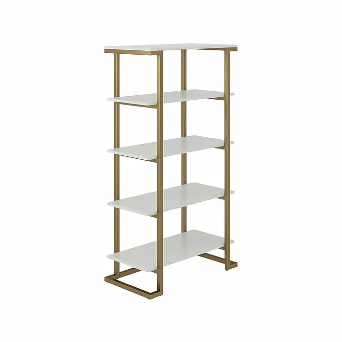 CosmoLiving By Cosmopolitan Camila 5-Shelf 56"H Bookcase, White/Gold (4740013COM) - Image 2