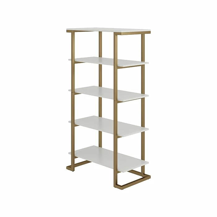 CosmoLiving By Cosmopolitan Camila 5-Shelf 56"H Bookcase, White/Gold (4740013COM) - Image 3