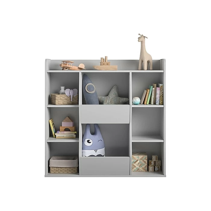 Ameriwood Tyler 9-Shelf 41"H Toy Storage Bookcase, Dove Gray (4865412COM) - Image 5
