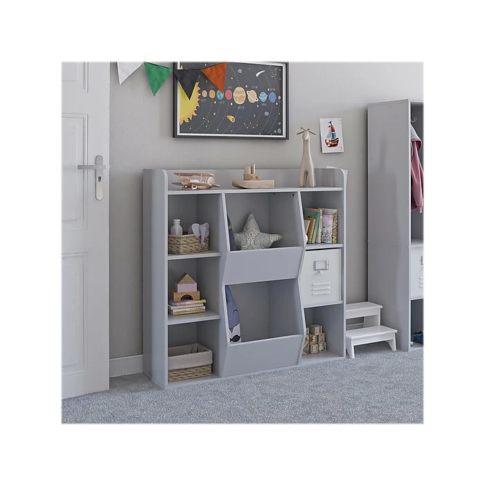 Ameriwood Tyler 9-Shelf 41"H Toy Storage Bookcase, Dove Gray (4865412COM) - Image 7
