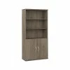 Bush Business Furniture Hybrid 5-Shelf 73"H Tall Bookcase With Doors, Modern Hickory (HYB024MH)