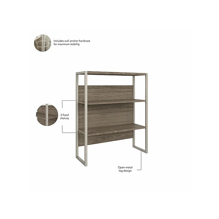 Bush Business Furniture Hybrid 4-Shelf 71"H Tall Etagere Bookcase, Modern Hickory (HYB023MH) - Image 3