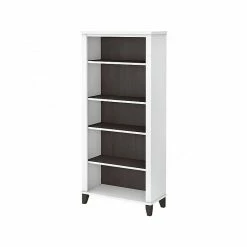 Bush Furniture Somerset 5-Shelf 65"H Bookcase, Storm Gray/White (WC81065)