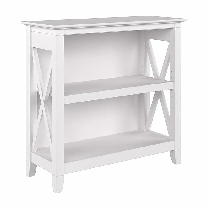 Bush Furniture Key West 2-Shelf 30"H Small Bookcase, Pure White Oak (KWB124WT-03)