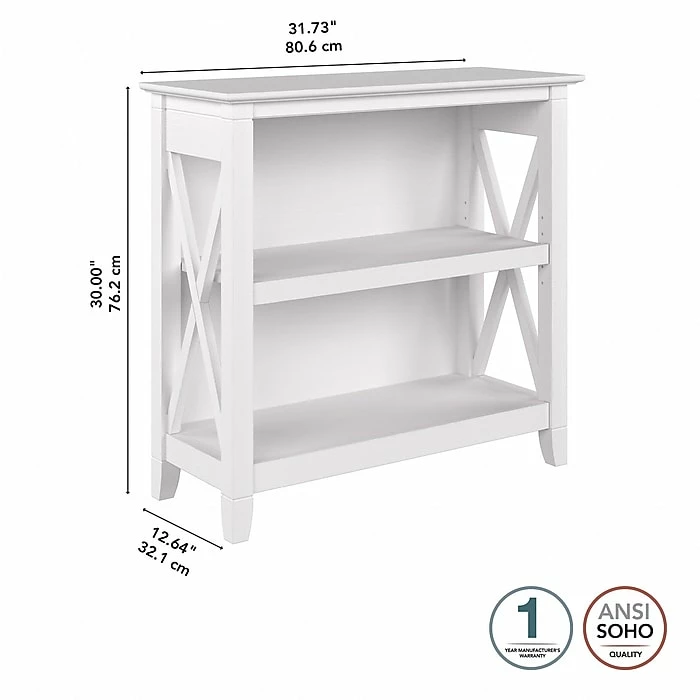 Bush Furniture Key West 2-Shelf 30"H Small Bookcase, Pure White Oak (KWB124WT-03) - Image 4