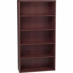 HON 10700 Series Bookcase, Mahogany, 5-Shelf, 69.22"H