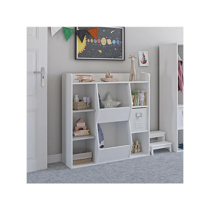 Ameriwood Tyler 9-Shelf 41"H Toy Storage Bookcase, White (4865013COM) - Image 7