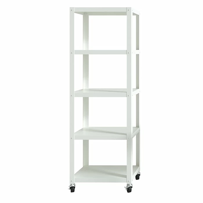 Space Solutions Ready-to-assemble 72-inch High Mobile 5-Shelf Bookcase, White - Image 2