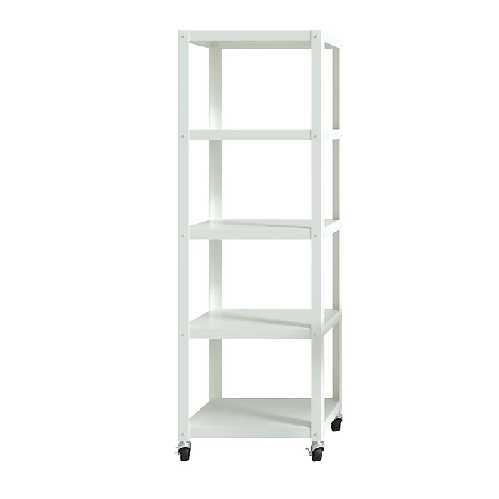 Space Solutions Ready-to-assemble 72-inch High Mobile 5-Shelf Bookcase, White - Image 3