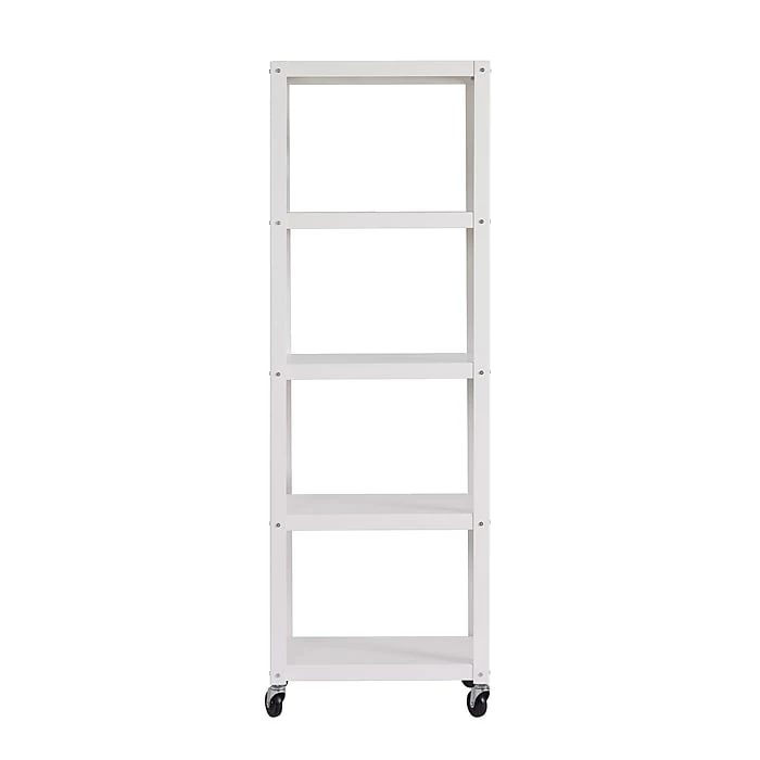 Space Solutions Ready-to-assemble 72-inch High Mobile 5-Shelf Bookcase, White - Image 8