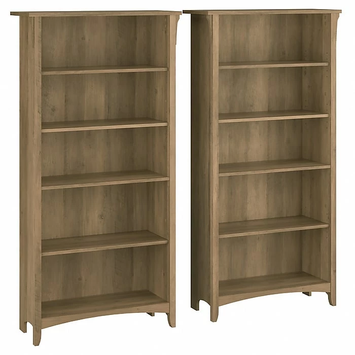 Bush Furniture Salinas 5-Shelf 63"H Tall Bookcase, Reclaimed Pine, 2/Set (SAL036RCP)