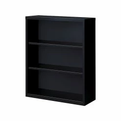 Hirsh HL8000 Series 3-Shelf 42"H Steel Bookcase, Black (21990)
