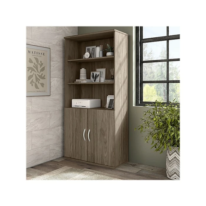 Bush Business Furniture Hybrid 5-Shelf 73"H Tall Bookcase, Modern Hickory (HYB136MH-Z) - Image 7