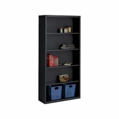Hirsh HL8000 Series 5-Shelf 72"H Steel Bookcase, Black (21996)