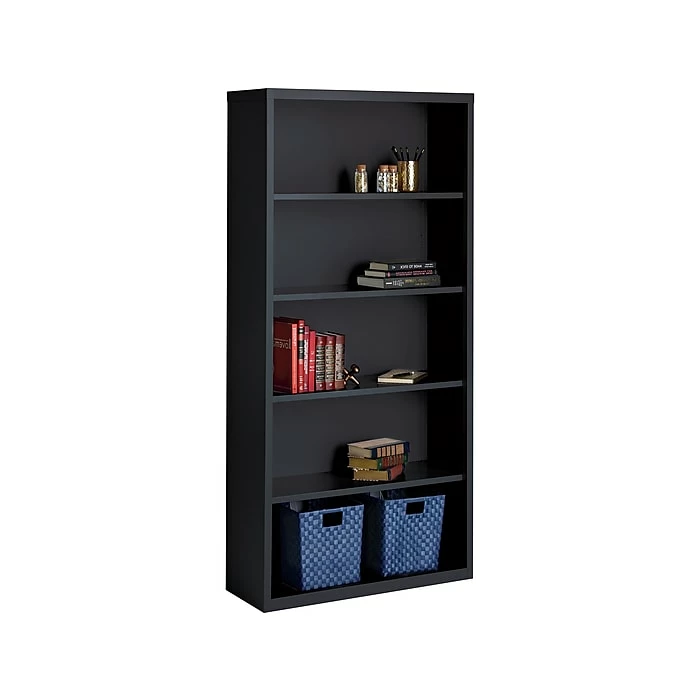 Hirsh HL8000 Series 5-Shelf 72"H Steel Bookcase, Black (21996)