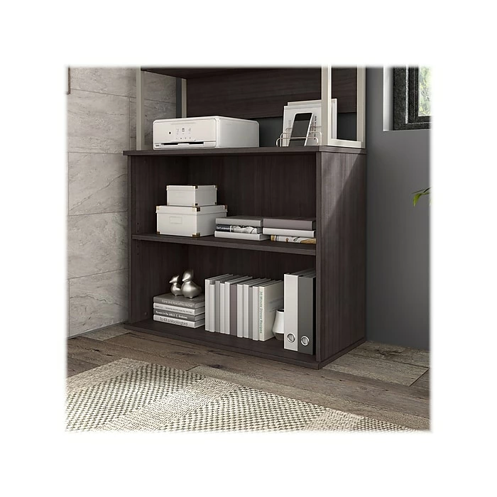 Bush Business Furniture Hybrid 2-Shelf 29"H Small Bookcase, Storm Gray (HY3036SG-Z) - Image 2