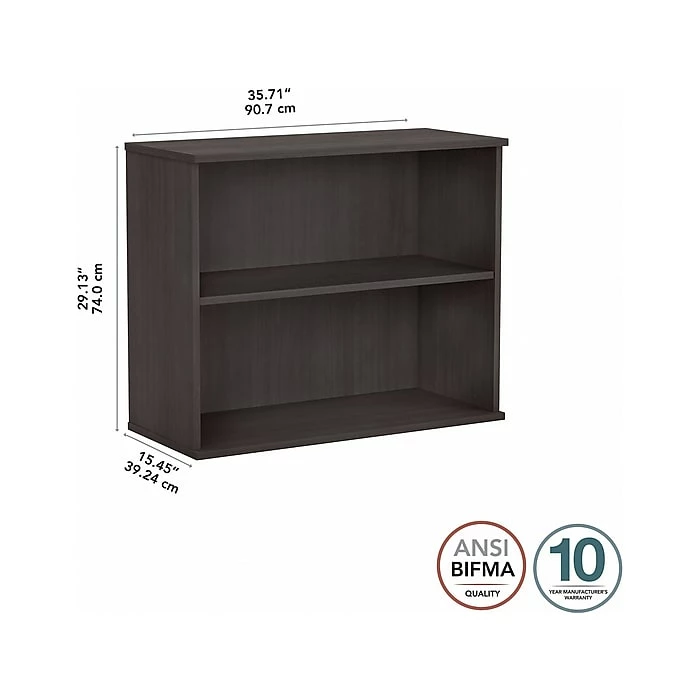 Bush Business Furniture Hybrid 2-Shelf 29"H Small Bookcase, Storm Gray (HY3036SG-Z) - Image 4
