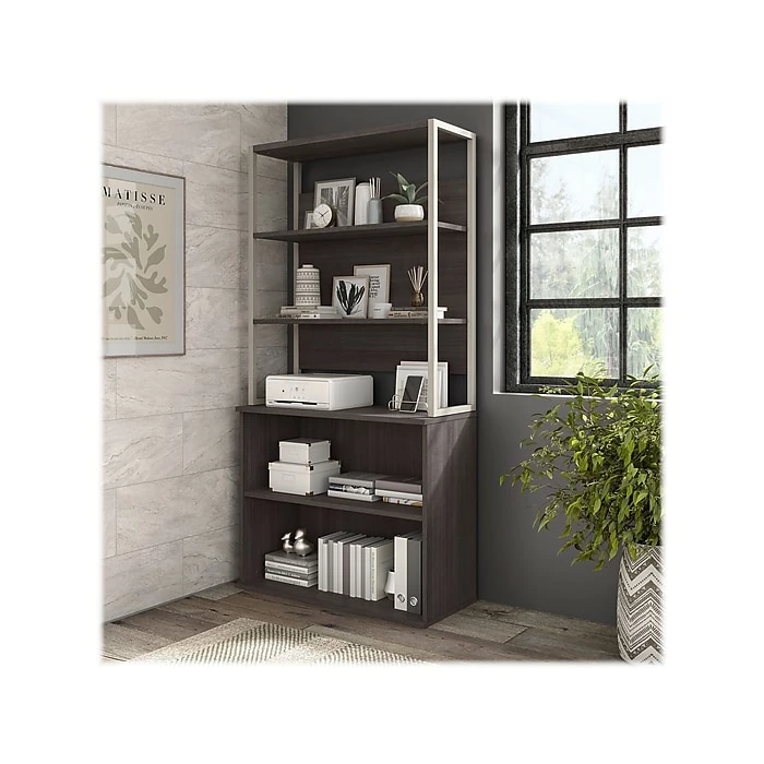 Bush Business Furniture Hybrid 2-Shelf 29"H Small Bookcase, Storm Gray (HY3036SG-Z) - Image 8
