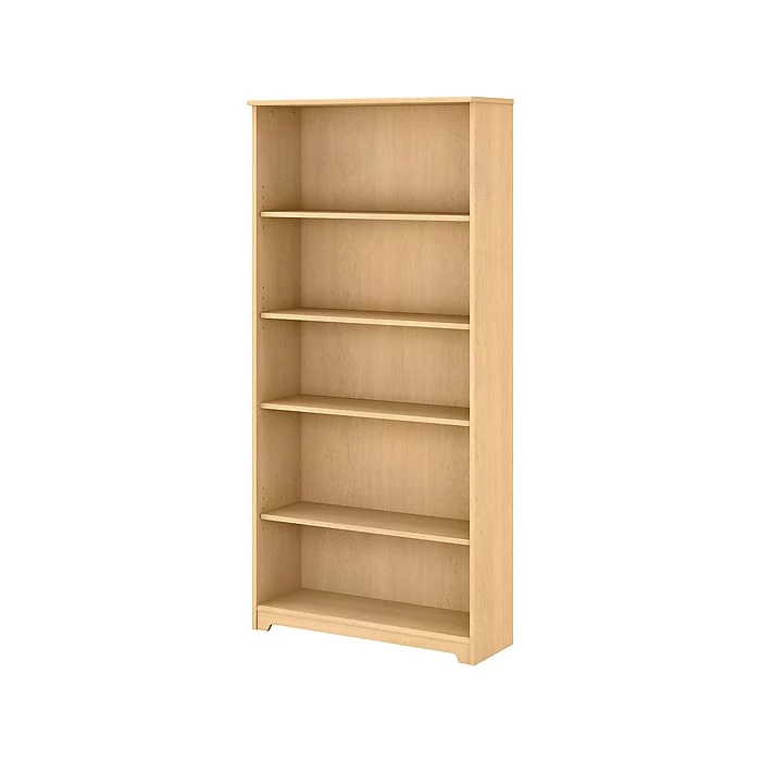 Bush Furniture Cabot 5 Shelf 66"H Bookcase, Natural Maple (WC31666)