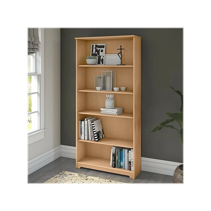 Bush Furniture Cabot 5 Shelf 66"H Bookcase, Natural Maple (WC31666) - Image 2