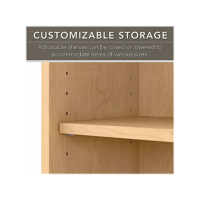 Bush Furniture Cabot 5 Shelf 66"H Bookcase, Natural Maple (WC31666) - Image 3