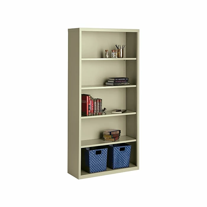 Hirsh HL8000 Series 5-Shelf 72"H Steel Bookcase, Putty (21995) - Image 4