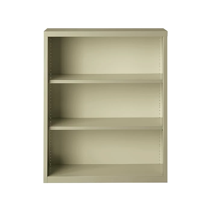Hirsh HL8000 Series 3-Shelf 42"H Steel Bookcase, Putty (21989) - Image 2