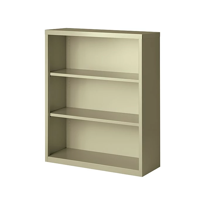 Hirsh HL8000 Series 3-Shelf 42"H Steel Bookcase, Putty (21989) - Image 3
