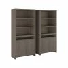 Bush Furniture Bristol 6-Shelf 66"H Bookcase With Doors, Restored Gray, 2/Set (BRT005RT)