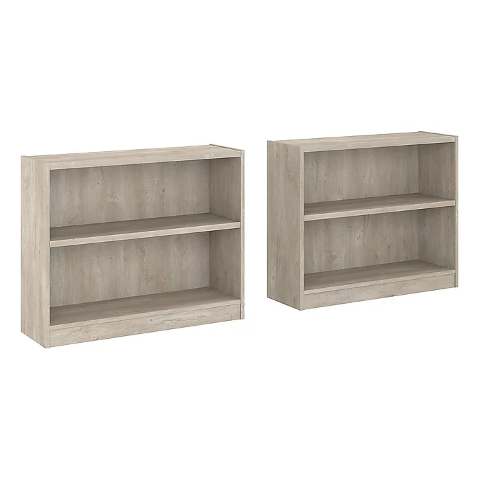 Bush Furniture Universal 2-Shelf 30"H Bookcases, Washed Gray, 2/Set (UB001WG)