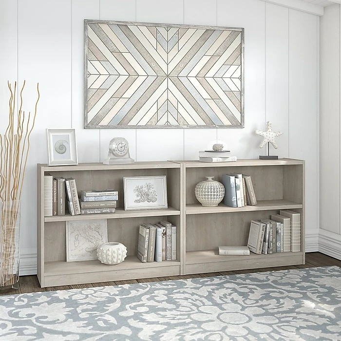 Bush Furniture Universal 2-Shelf 30"H Bookcases, Washed Gray, 2/Set (UB001WG) - Image 2