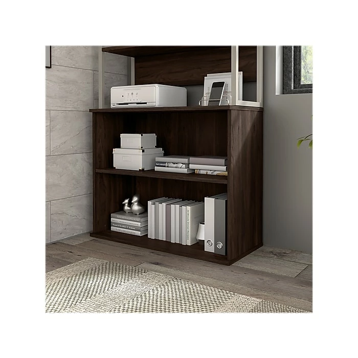 Bush Business Furniture Hybrid 2-Shelf 29"H Small Bookcase, Black Walnut (HY3036BW-Z) - Image 2