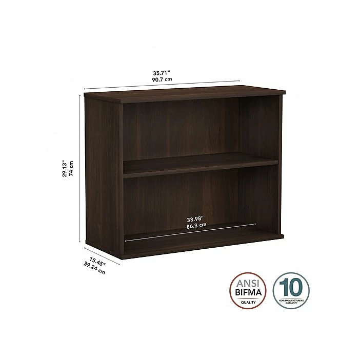 Bush Business Furniture Hybrid 2-Shelf 29"H Small Bookcase, Black Walnut (HY3036BW-Z) - Image 4