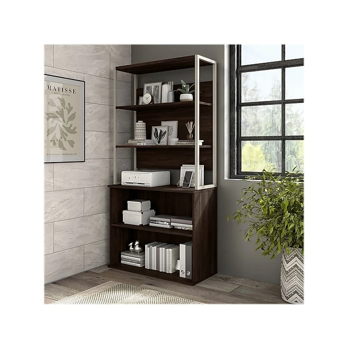 Bush Business Furniture Hybrid 2-Shelf 29"H Small Bookcase, Black Walnut (HY3036BW-Z) - Image 8