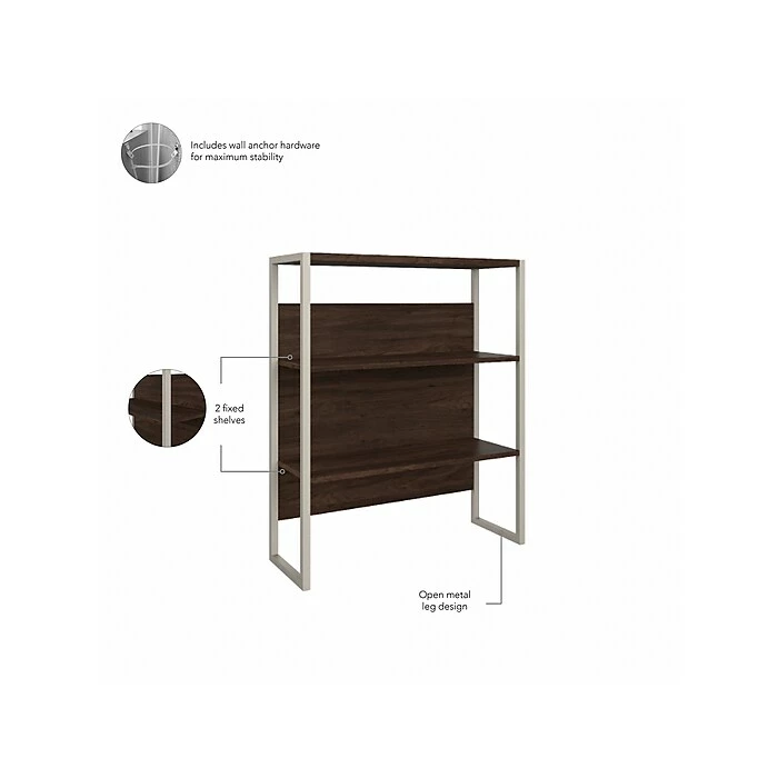Bush Business Furniture Hybrid 4-Shelf 71"H Tall Etagere Bookcase, Black Walnut (HYB023BW) - Image 3